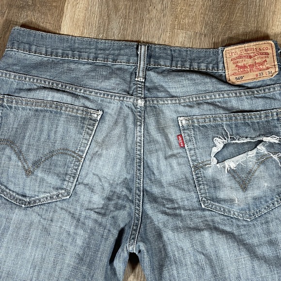 Levis Men's 569 Loose Straight Denim ‎ Cutoff Shorts Size 33 Jorts Dark Wash - Picture 9 of 15